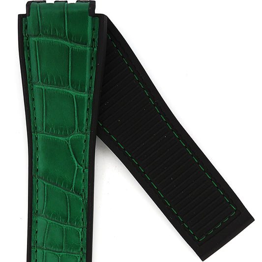 TAG Heuer Carrera FC6531 CAR5A8AH Black rubber with green alligator leather Strap 22mm - Genuine OEM