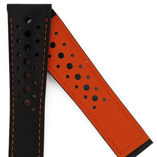 TAG Heuer Monaco FC6550 CAW211AC Black orange stitching / lining Calfskin Strap 22mm - Genuine OEM