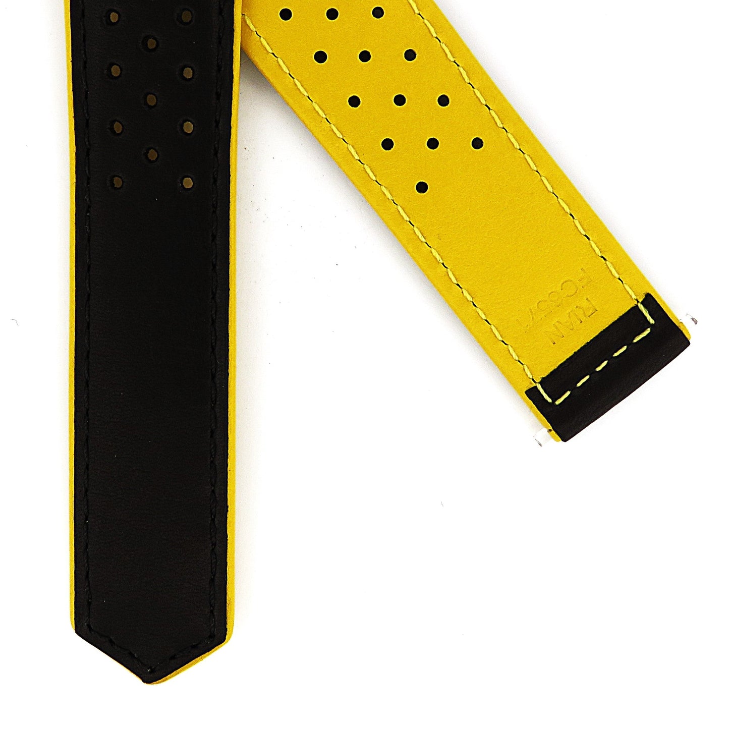 TAG Heuer Carrera FC6571 CBS5012 Black with black and yellow stitching Calfskin Strap 22mm - Genuine OEM