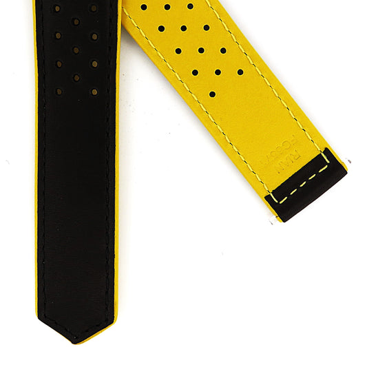 TAG Heuer Carrera FC6571 CBS5012 Black with black and yellow stitching Calfskin Strap 22mm - Genuine OEM