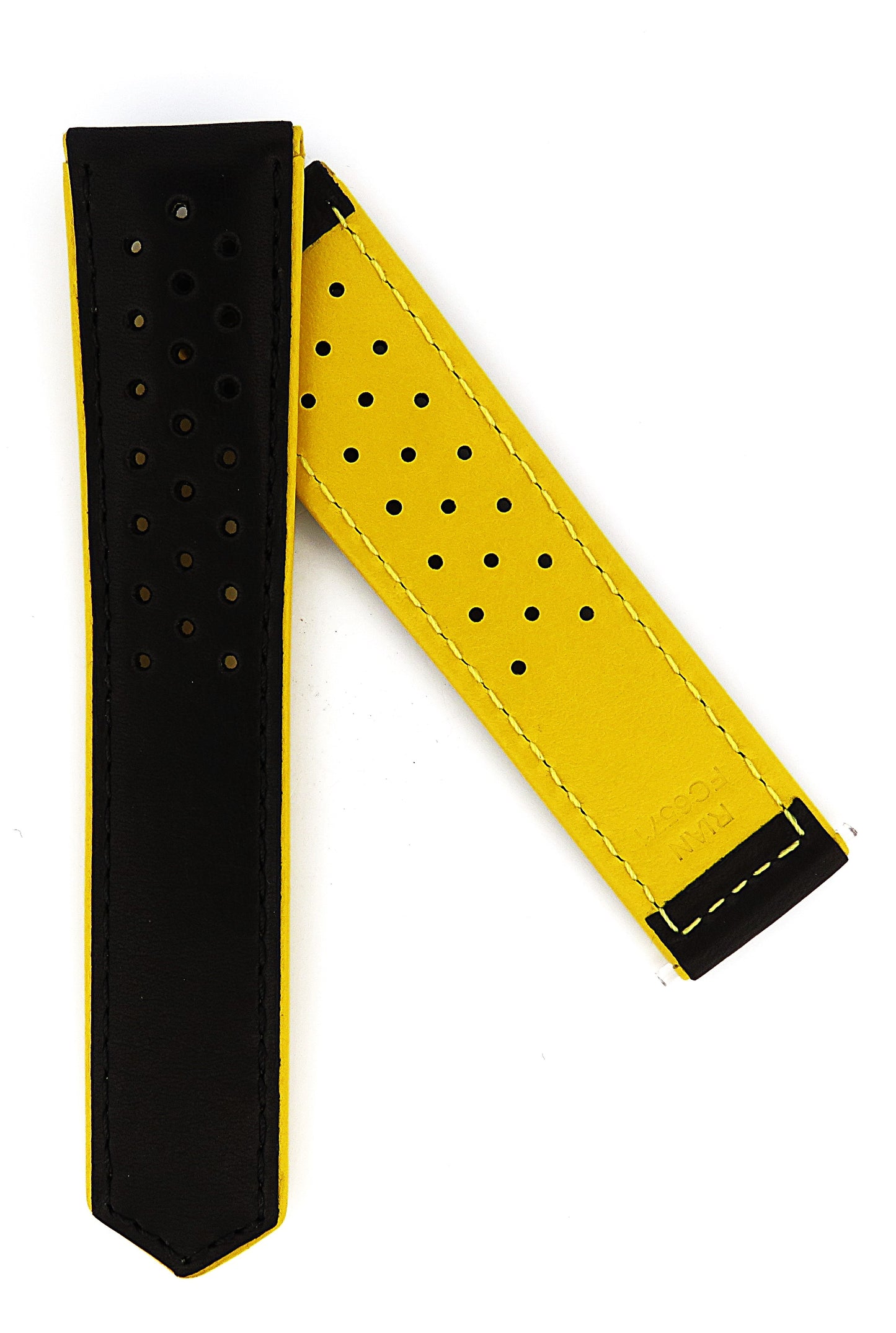 TAG Heuer Carrera FC6571 CBS5012 Black with black and yellow stitching Calfskin Strap 22mm - Genuine OEM