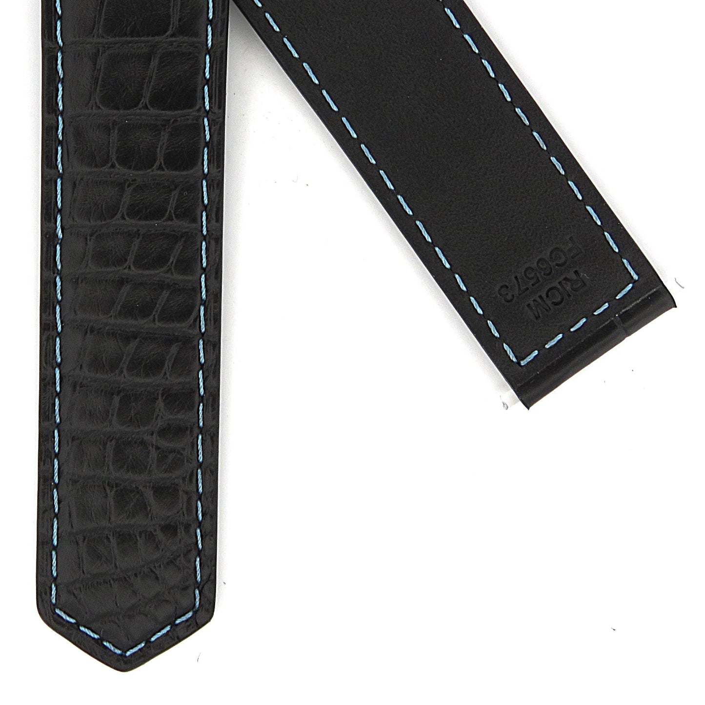 TAG Heuer Carrera FC6573 CBS5014 Black Alligator with blue stitching Strap 22mm - Genuine OEM