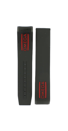 OMEGA Seamaster 212.32.44.50.01.001 Strap Rubber Black/Red 21mm Ref 98000450, 7613304004716 – Genuine OEM.