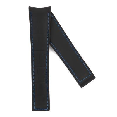 TAG Heuer Grand Carrera CAV518H FC6273 Black with Blue stitching Alligator Leather Strap 22mm - Genuine OEM