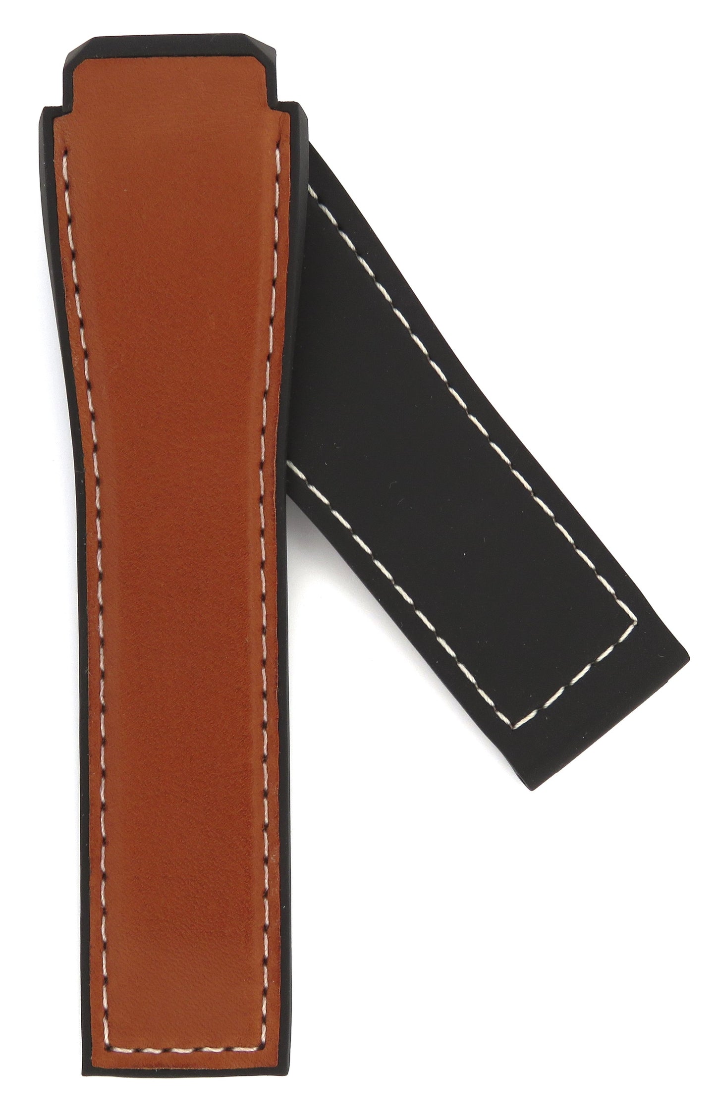TAG Heuer Connected FT6133 SBF8A8023 Black Rubber Chestnut Calfskin Strap 22mm - Genuine OEM