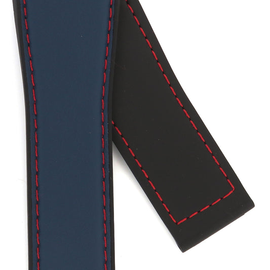 TAG Heuer Connected FT6159 SBF8A8028 Black Rubber Blue Calfskin Strap 22mm - Genuine OEM
