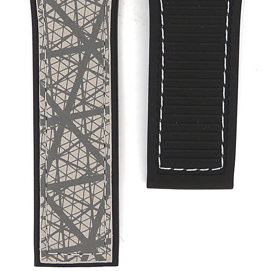 TAG Heuer Carrera FT6167 CAR5A8L Black Rubber Grey Calfskin Strap 22mm - Genuine OEM