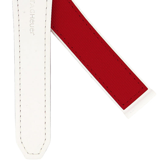 TAG Heuer Monaco FT6277 CBL218C White Rubber and Red Calfskin Strap 22mm - Genuine OEM