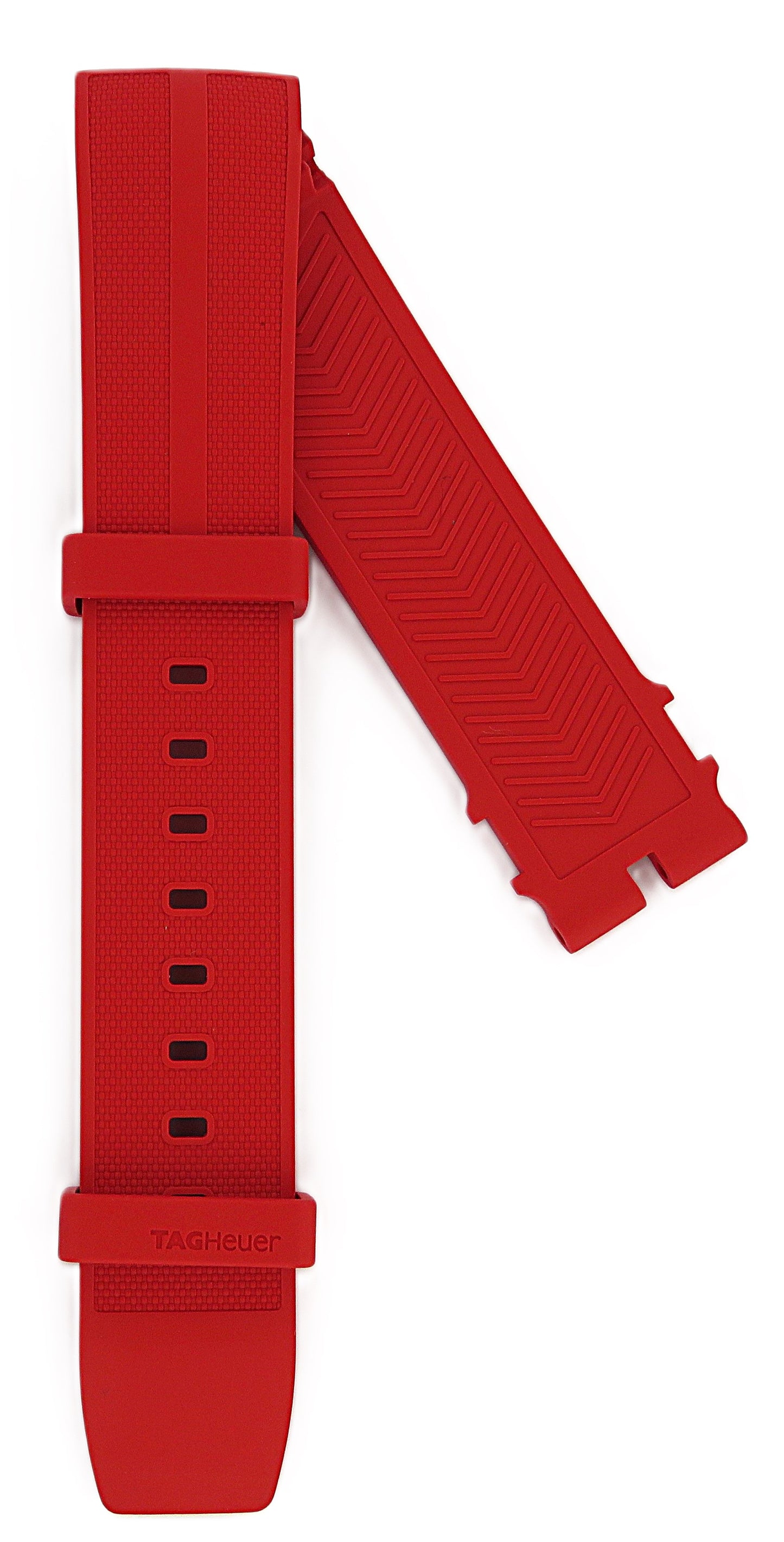 TAG Heuer Formula 1 FT8055 CAZ101AN Red Rubber Extra Long Strap 21.5mm - Genuine OEM