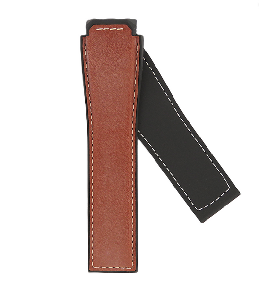 TAG Heuer FT6070 SAR8A80 Connected Black Rubber/Chestnut Calfskin Strap 22mm - Genuine OEM