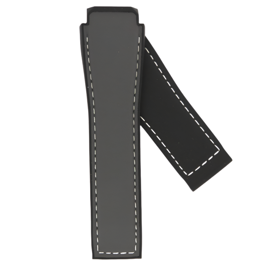 TAG Heuer FT6104/1 SBF8A5000 Connected Black Rubber/Grey Calfskin Strap 22mm - Genuine OEM