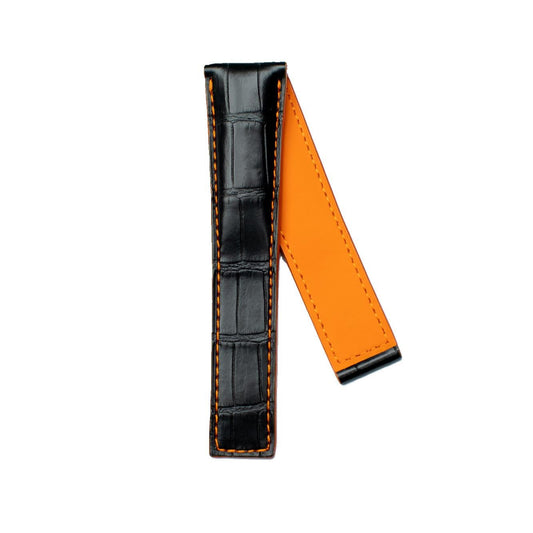 TAG Heuer Monaco CAW2110 FC6251 Black with Orange Stitching Alligator Leather Strap 22mm - Genuine OEM