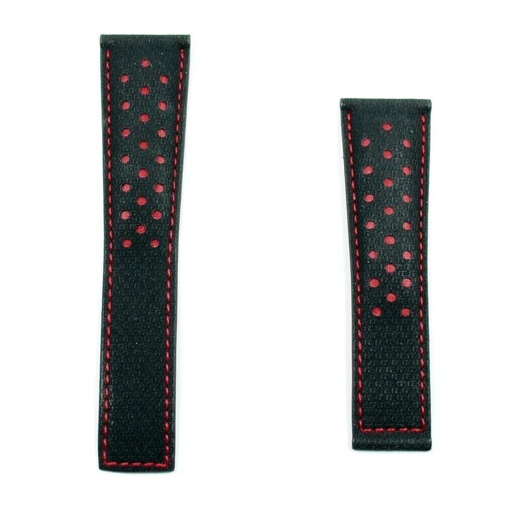 TAG Heuer Monaco CAW2110 FC6254 Black and Red Leather Calfskin Strap 22mm - Genuine OEM