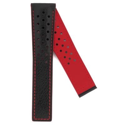 TAG Heuer Monaco FC6285 CAW2118 Black with red stitching and holes Calfskin Strap 22mm - Genuine OEM
