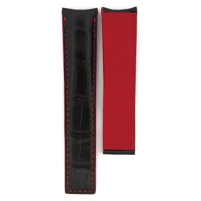 TAG Heuer Carrera CV201T FC6297 Black with Red stitching Alligator Leather Strap 20mm - Genuine OEM