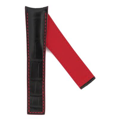 TAG Heuer Grand Carrera CAV511H FC6306 Black with red stitching Alligator Leather Strap 22mm - Genuine OEM