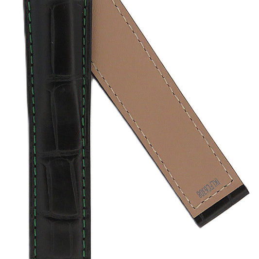 TAG Heuer Carrera CAS2114 FC6308 Black with Green stitching Alligator Leather Strap 20mm - Genuine OEM