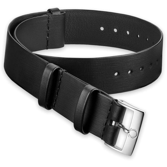 OMEGA Nylon Calf Leather Strap 18 mm Black and Buckle Ref 031CUZ011417, 7613304243573 – Genuine OEM