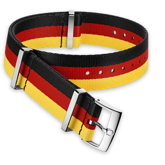OMEGA NATO Black Red Yellow Strap 22MM Standard Buckle Ref 031CWZ010654, 7613304233291 – Genuine OEM
