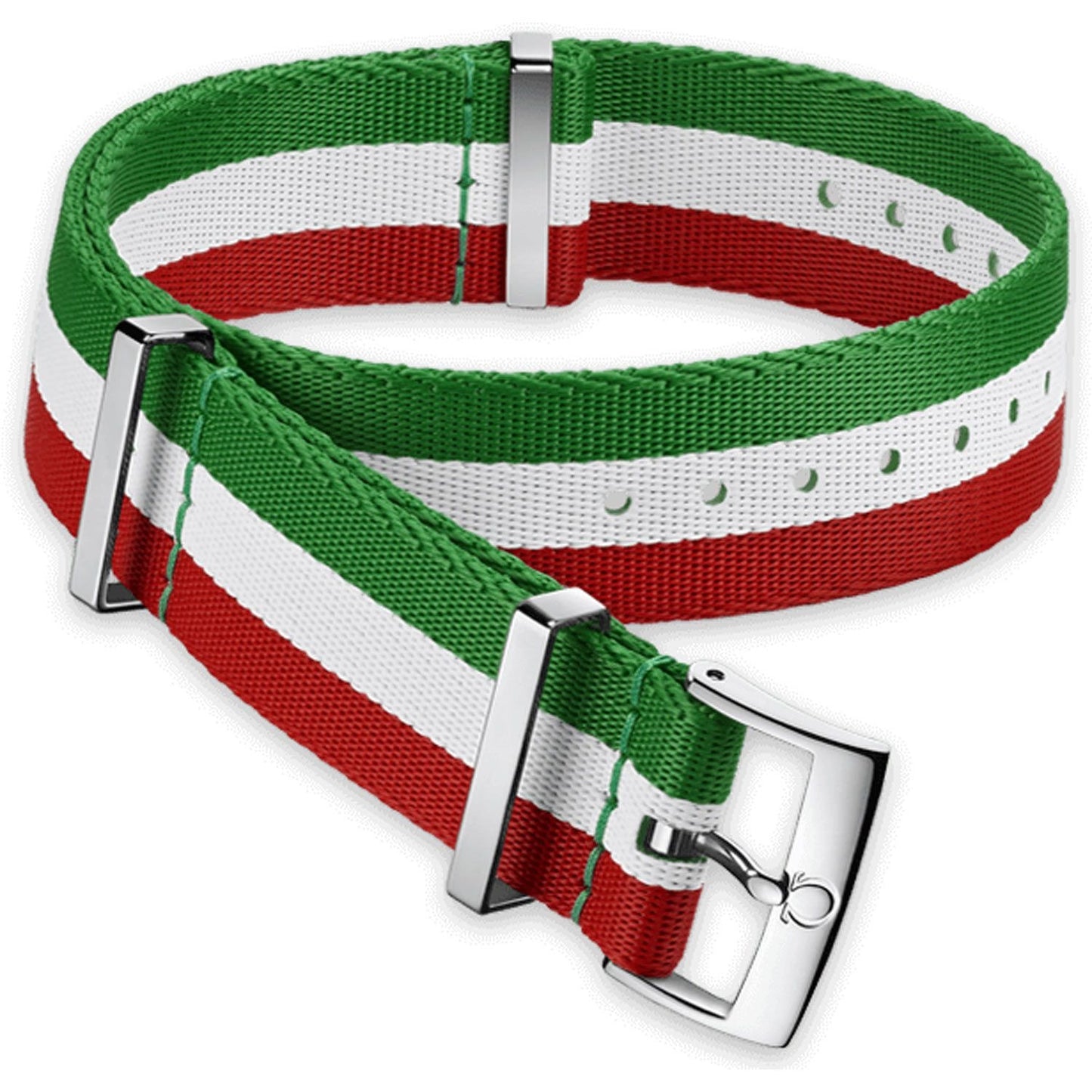 OMEGA NATO Green White Red Strap 20MM Standard Buckle Ref 031CWZ010656, 7613304233314 – Genuine OEM