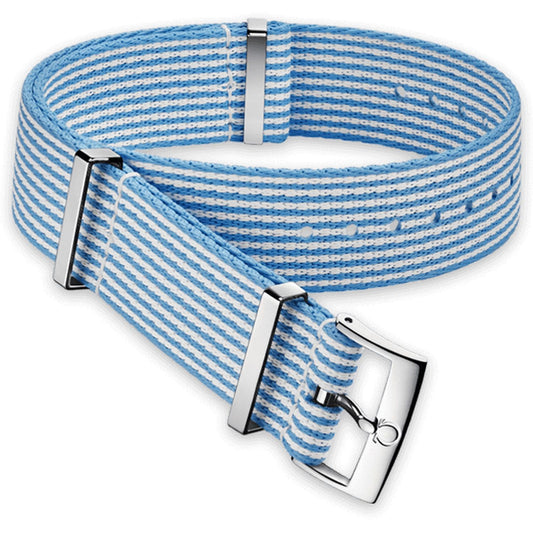 OMEGA NATO Blue Striped Strap 20MM Standard Buckle Ref 031CWZ010682, 7613304233628 - Genuine OEM
