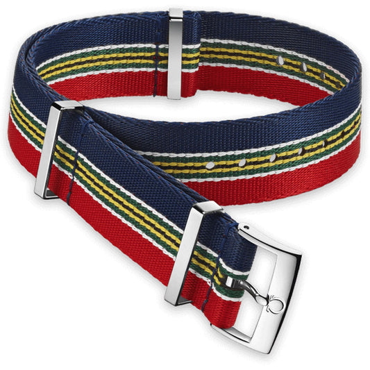 OMEGA NATO Polyamid Multicolour Striped Strap 22mm Ref 031CWZ010692, 7613304233727 – Genuine OEM