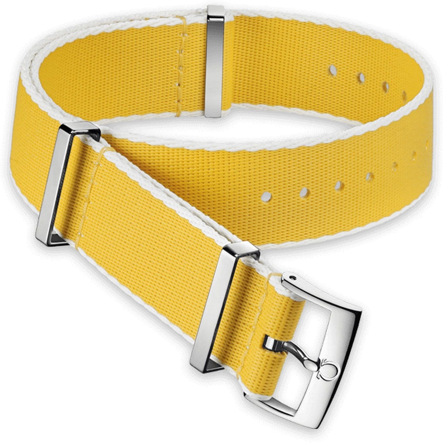 OMEGA NATO Polyamid Yellow Strap White-Bordered 22mm Ref 031CWZ010708, 7613304233888 – Genuine OEM