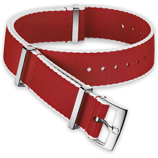 OMEGA NATO Polyamid Red Strap 20mm Ref 031CWZ010718, 7613304233987 – Genuine OEM