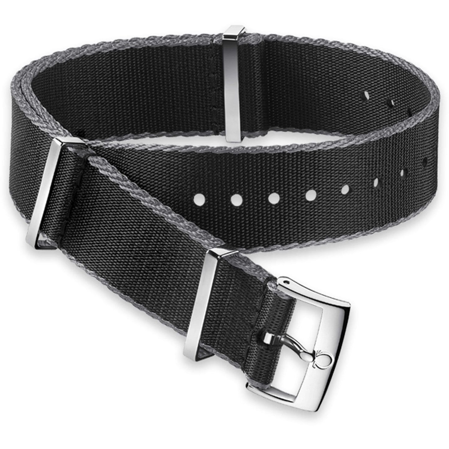 OMEGA NATO Polyamide Strap Black with Grey Border and Buckle 20mm Ref 031ZSZ002044, 7613304071398 – Genuine OEM